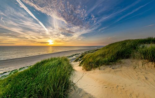 Strand Paal 15 Duin Zonsondergang Texel 
