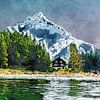 Arnisee, Gurtnellen Switzerland landscape painting #watercolor by JBJart Justyna Jaszke