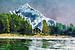 Arnisee, Gurtnellen Zwitserland landschap schilderij #waterverf van JBJart Justyna Jaszke