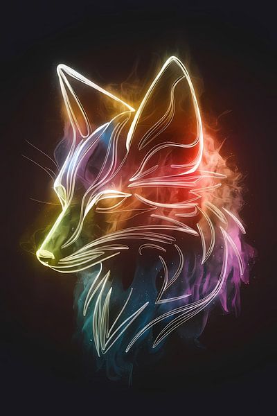 Renard abstrait dans une brume colorée par Art & Soul Creations