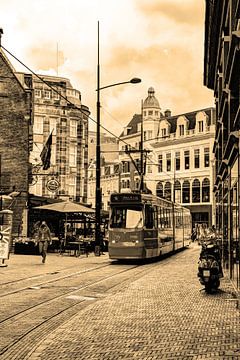 Inner city of The Hague Netherlands Sepia by Hendrik-Jan Kornelis