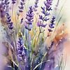 Lavendel-Aquarell-Blumengemälde von MIROKKU