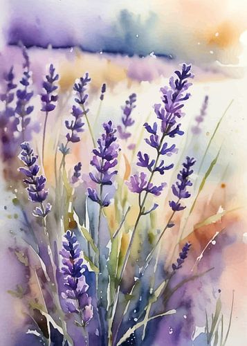 Lavendel aquarel bloemschilderij