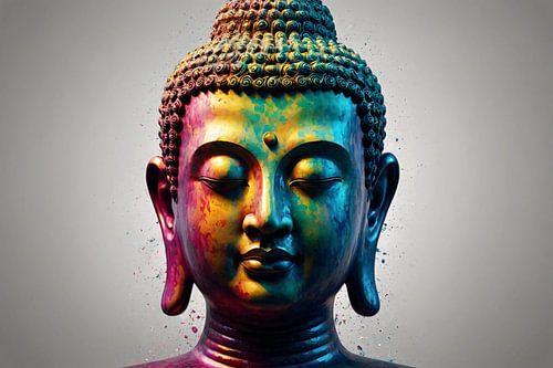 Boeddha Hoofd in Verrassende Kleurexplosie