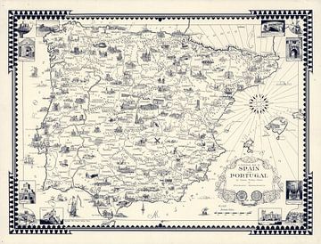  Spanje en Portugal, picturaal weergegeven van World Maps