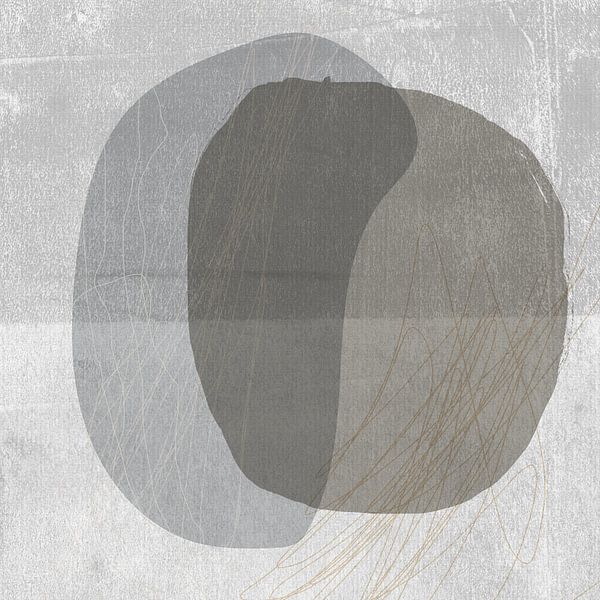 Abstract minimalistisch Scandinavisch in warm grijs en wit van Abstract Minimalist Art