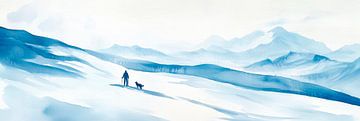 Winterwandeling met hond van Poster Art Shop