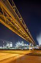 Pipeline bridge with petrochemical factory at night, Antwerp 2 by Tony Vingerhoets thumbnail