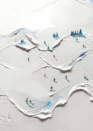 Sanfte Schneelandschaft – Abstrakte Ski-Malerei von Dave Schloffi