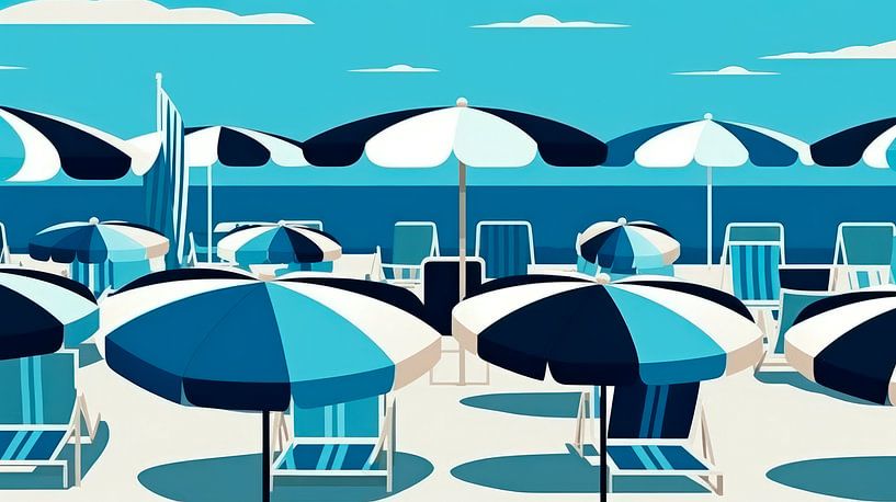 Illustration of a summer feeling in St Tropez IV by René van den Berg