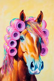 Horse with curlers painting by Poster Art Shop