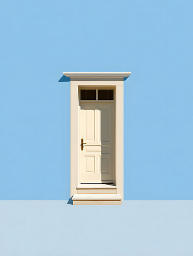 Minimalistische witte deur in kuststijl