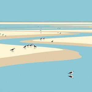 Vögel auf dem Wattenmeer minimalsme.