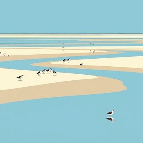 vogels op het wad ameland minimalsme.