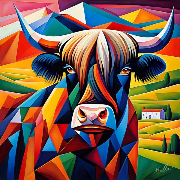 The majestic horns of the Highland Cow by Mellow Art
