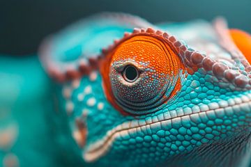 Kleurrijke kameleon macro-opname van Poster Art Shop