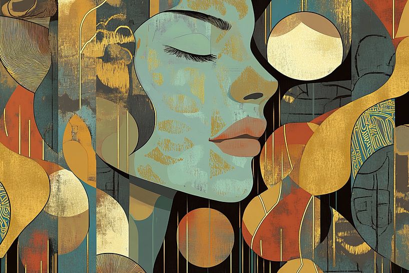 Portrait de femme zen | Portrait de femme abstraite par Zen et Plus