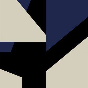 Abstrakte geometrische Formen in Blau, Schwarz, Weiß Nr. 8 von Dina Dankers