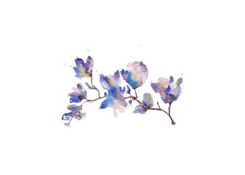 Print watercolour blossom branch