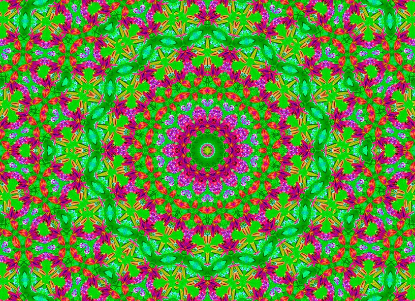 Vintage World 2 - Mandala in Groen en Violet van Caroline Lichthart