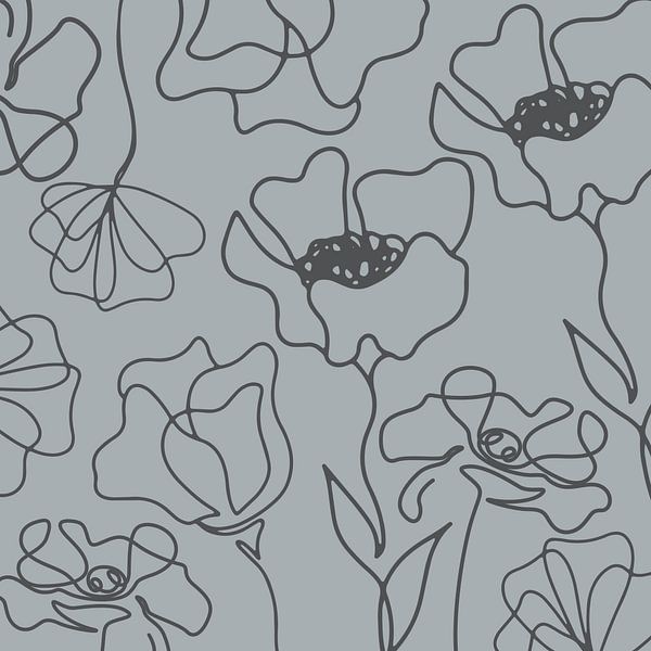 Scandinavian flower market gray by Mad Dog Art