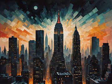 New York in Kubistische Reflecties van Bart Veeken