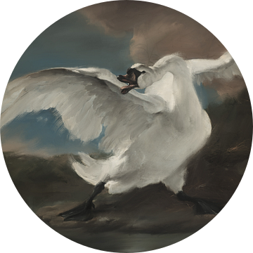 De bedreigde zwaan, zonder tekst en opnieuw geschilderd, naar het schilderij v. Jan Asselijn, pastel van MadameRuiz