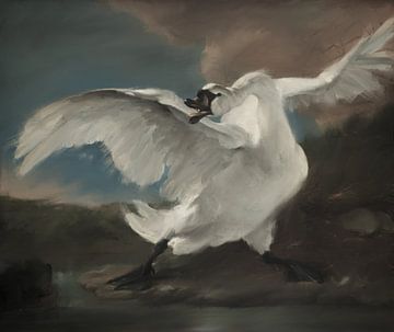 Le cygne en danger, sans texte et repeint, d'après le tableau de Jan Asselijn, pastel sur MadameRuiz