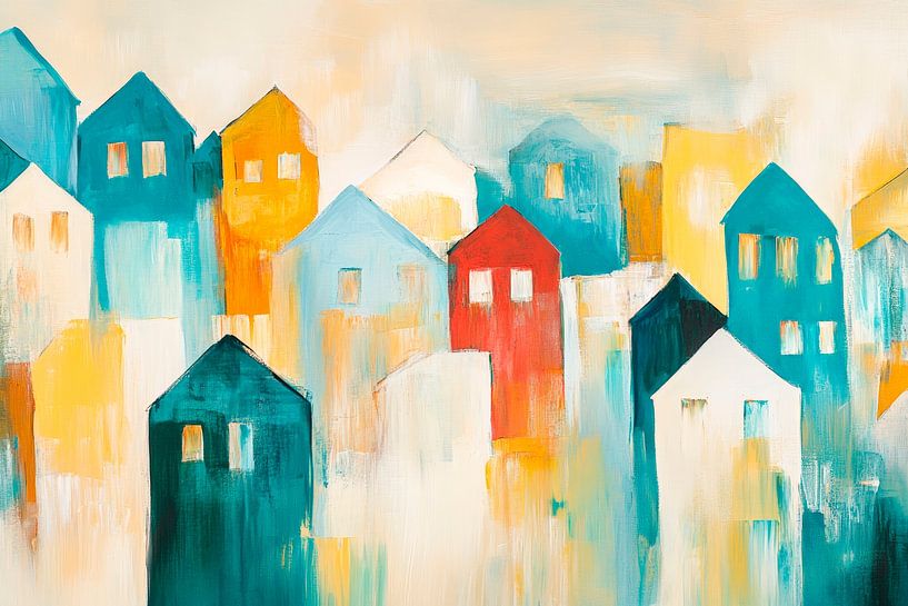 Kleurrijke huizen in abstracte stijl van Poster Art Shop