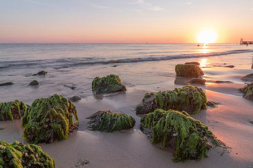 Paarse zonsondergang zeeland van Tom Hengst