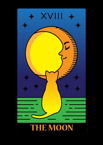 Der Mond Tarotkarte XVIII Spirituelle Wanddeko Kunstdruck