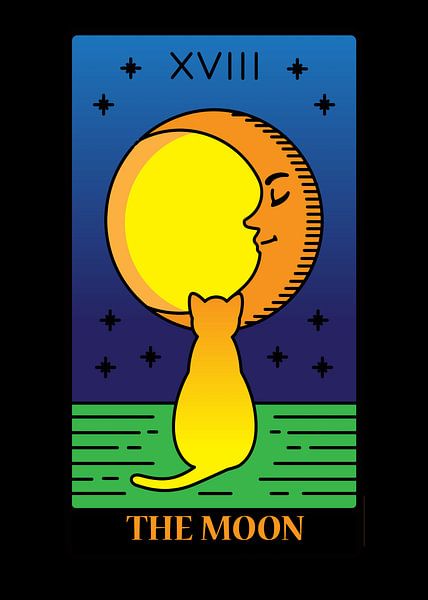 The Moon Tarot Card XVIII Spiritual Wall Decoration Art Print by Millennial Prints