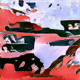 Abstract in rood blauw zwart van Maurice Dawson