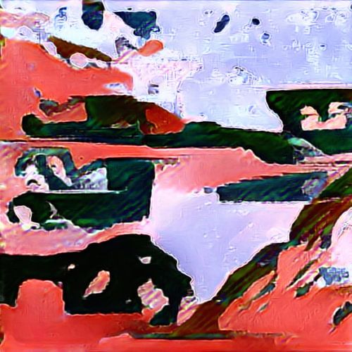 Abstract in red blue black