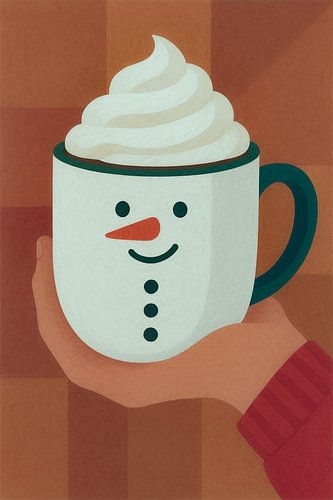 Tasse bonhomme de neige avec chocolat chaud
