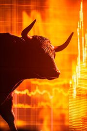 Bull symbolism with price chart by Poster Art Shop