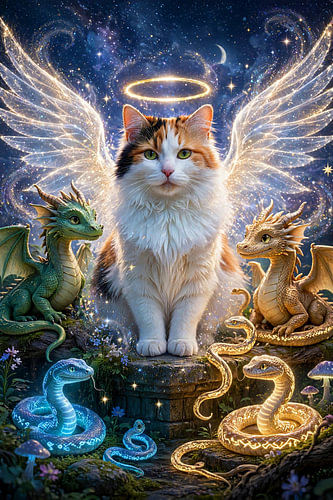 Engel der Fantasie zwischen Drachen und Schlangen