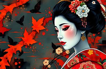 Japanese abstract art Geisha by Egon Zitter