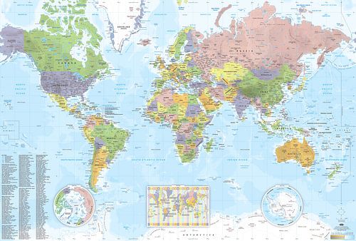 World Map SCHOOL style (2025 update) by MAPOM by Geoatlas