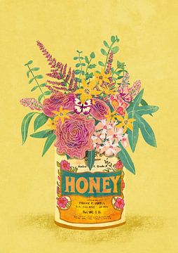Bloemen in een vintage honingblik van Raissa Oltmanns