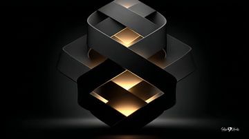 Abstraktes Schwarz mit zartem Gold