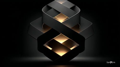 abstract zwart met zacht goud