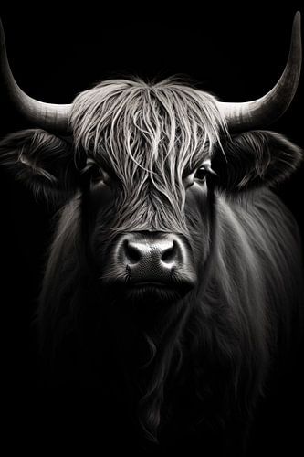 Minimalistisches Tier Portrait in Schwarz-Weiß