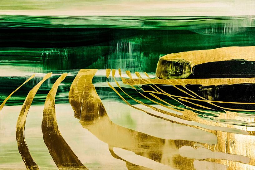 Abstracte groene en gouden kunst van Imperial Art House