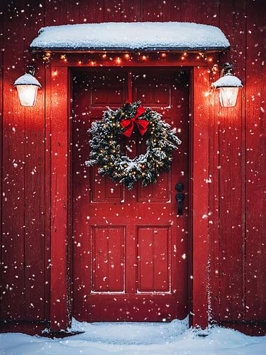 Porte de Noël rouge