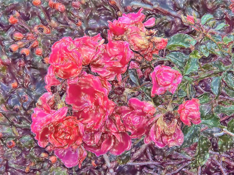 roses buissonnières peintes par Edgar Schermaul