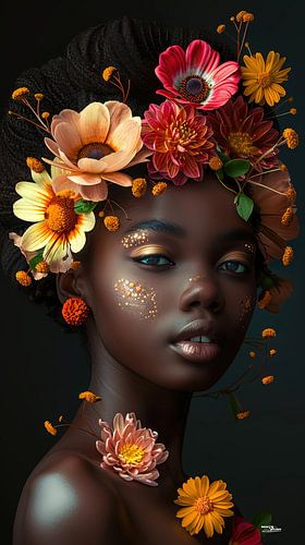 afrikaanse vrouw met bloemen