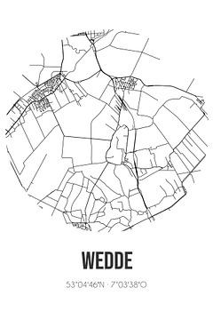 Wedde (Groningen) | Landkaart | Zwart-wit van MijnStadsPoster
