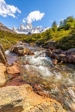 Fitz Roy Cascades and Mount Fitz Roy by Gunter Nuyts