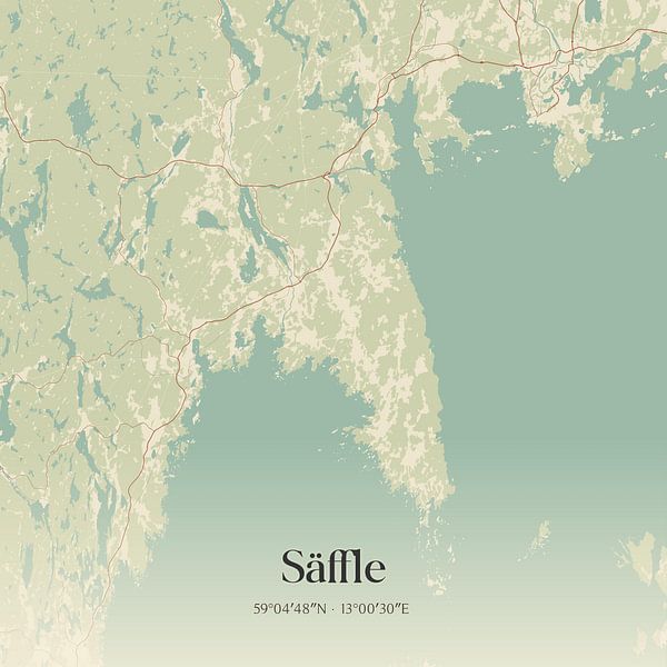 Vintage map of Säffle, Sweden. by Prints of Place